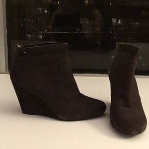 Aerin chocolate brown suede booties